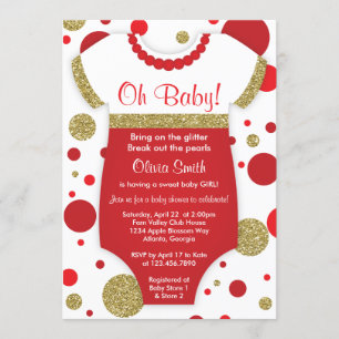 Invitation Oh Baby Girl, Baby shower Invitation, Faux Gold