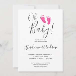 Invitation Oh Baby Girl Pink Feet Couples Baby shower