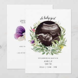 Invitation Oh Baby Girl Ultrasound Floral Douche