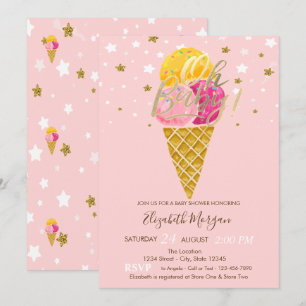 Invitation Oh Baby Glaces Stars Baby Shower
