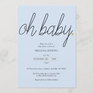 Invitation Oh Baby Gold Love Heart Baby Shower / Sprinkle