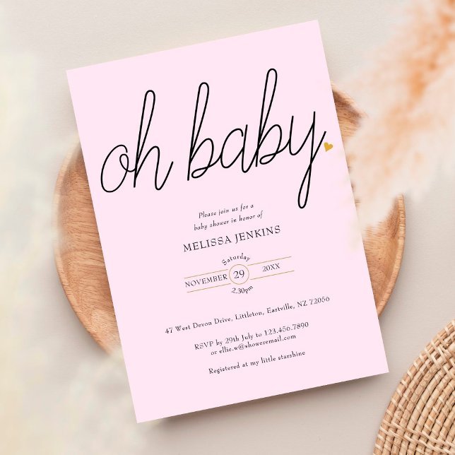 Invitation Oh Baby Gold Love Heart Baby Shower / Sprinkle (Créateur téléchargé)