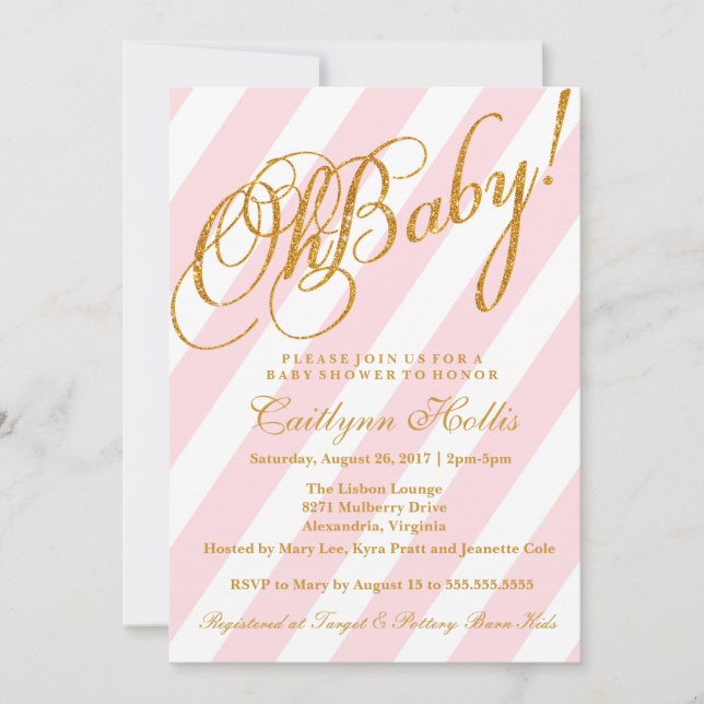 Invitation Oh Baby Gold Parties scintillant Baby shower de ba (Devant)