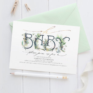 Invitation Oh Baby Green Baby shower Genre Neutre