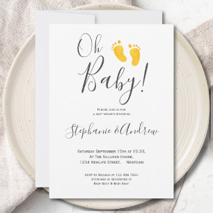 Invitation Oh Baby Jaune Pieds Couples Baby shower