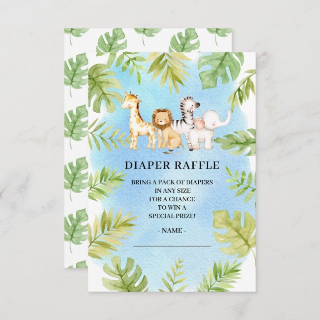 Invitation Oh Baby Jungle Baby shower Déchets Raffle (Devant / Derrière)