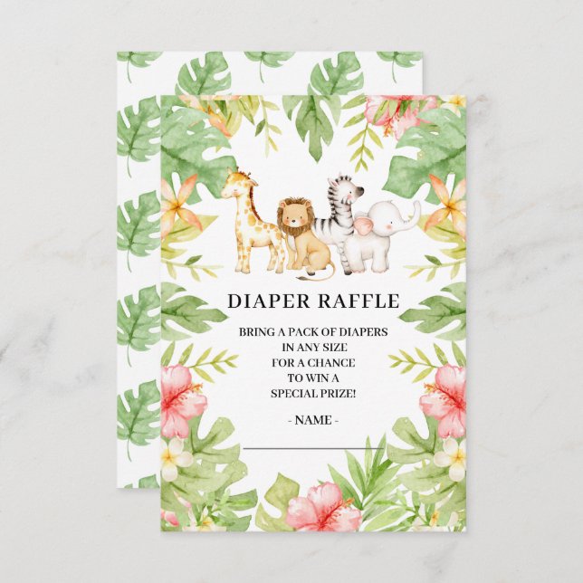 Invitation Oh Baby Jungle Baby shower Déchets Raffle (Devant / Derrière)