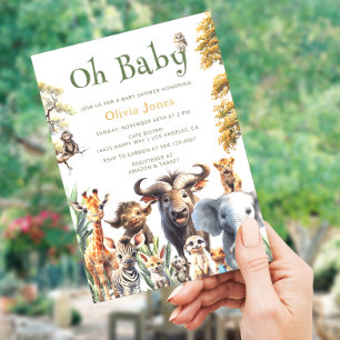 Invitation Oh Baby Jungle Baby shower neutre de genre