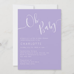 Invitation Oh Baby Lavender Purple Baby shower neutre de genr