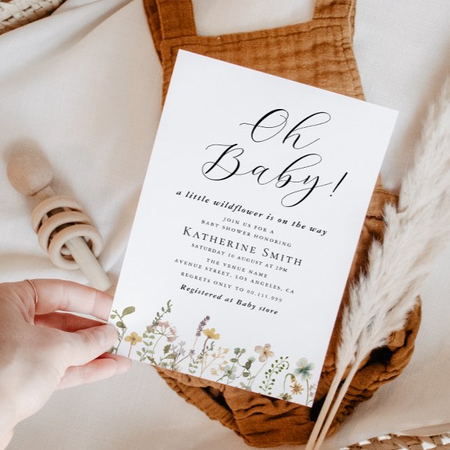 Invitation Oh Baby Little Fleur sauvage Baby shower Invitatio (Créateur téléchargé)