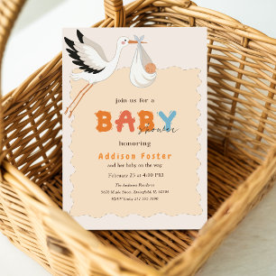 Invitation Oh Baby Livraison Spéciale de la Cigogne Fête Prén