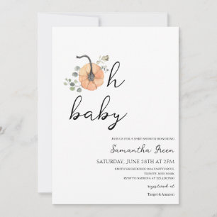 Invitation Oh Baby Minimalist Citrouille Baby shower Invitati