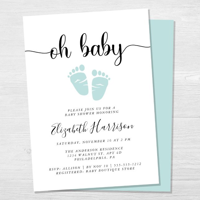 Invitation Oh Baby Mint Green Baby shower (Créateur téléchargé)