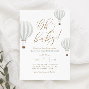 Invitation Oh Baby Mint Green Hot Air Baby shower
