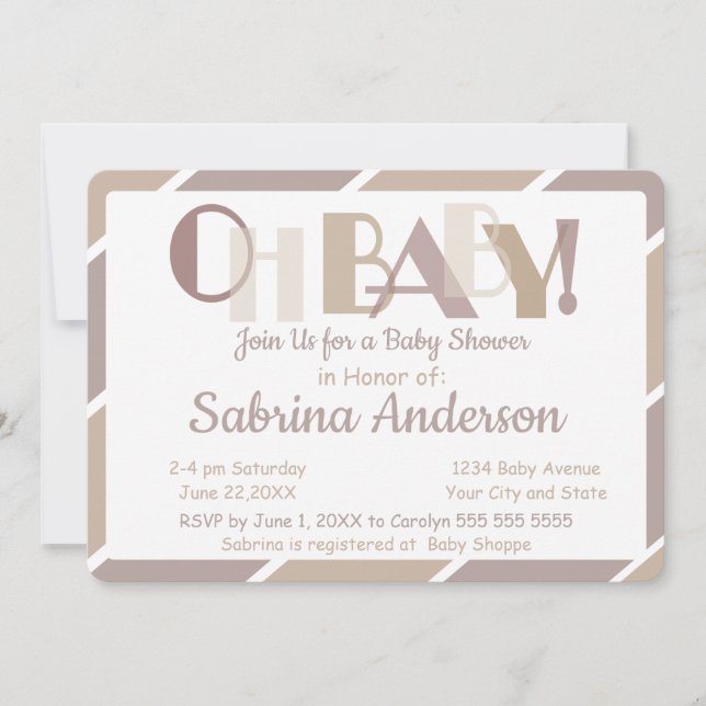 Invitation Oh Baby Mocha Baby shower moderne Whimsical (Devant)