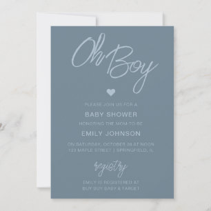 Invitation Oh Baby moderne minimal Dusty Blue Baby shower gar
