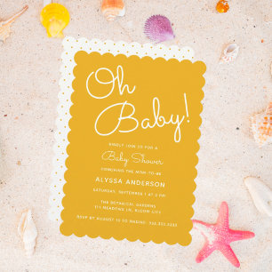 Invitation Oh Baby moderne minimal Jaune Baby shower d'été