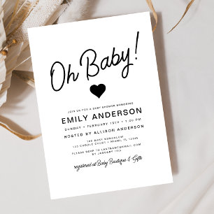 Invitation Oh Baby Moderne Minimaliste Baby shower simple