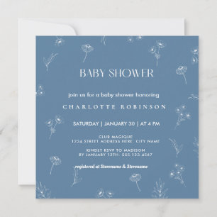 Invitation Oh Baby Moderne Simple Dusty Blue Baby shower garç