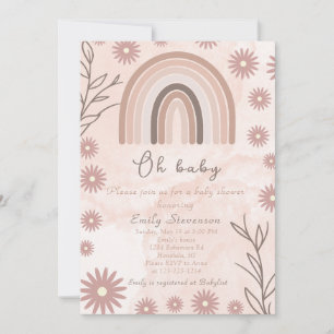 Invitation Oh Baby Neutral Baby shower arc-en-ciel Boho Flora