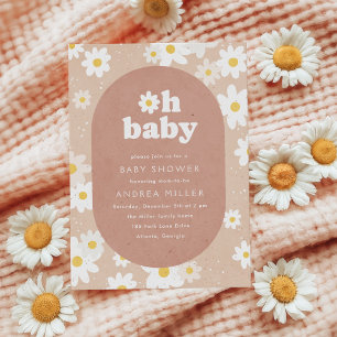 Invitation Oh Baby Neutral Daisies Baby Shower