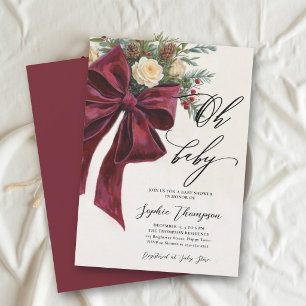 Invitation Oh Baby Noël Moderne Arc Rouge Bébé Shower