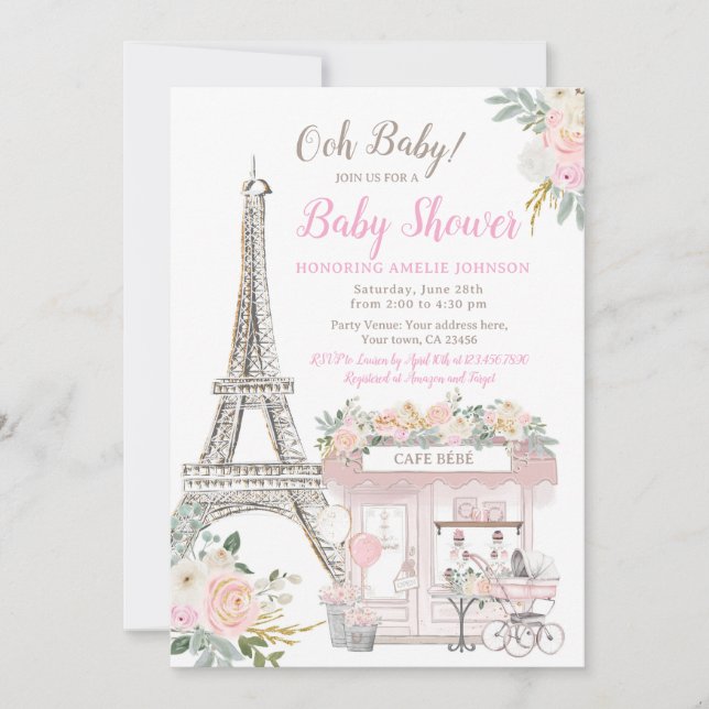 Invitation Oh Baby Paris Baby shower Brunch (Devant)