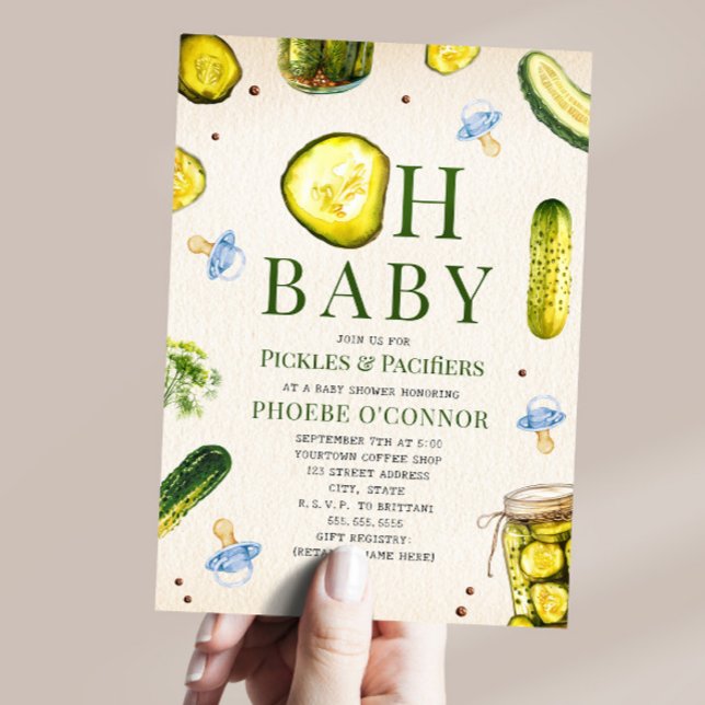 Invitation Oh Baby Pickles + Tétines Fête de Naissance Garçon (Créateur téléchargé)