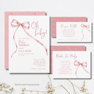 Invitation Oh Baby Pink Bow Girl Baby shower