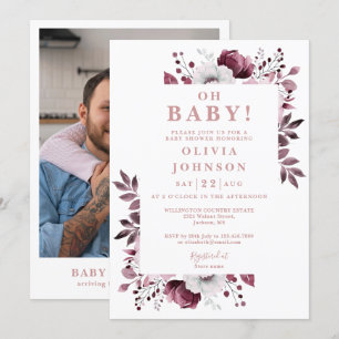 Invitation Oh Baby Pink Country Floral Baby shower photo