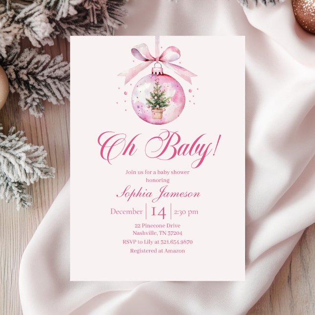 Invitation Oh Baby Pink Holiday Baby Shower (Créateur téléchargé)