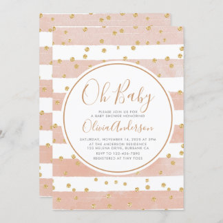 Invitation Oh Baby Pink Parties scintillant Baby shower