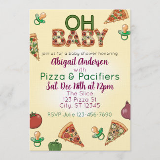 Invitation Oh Baby, Pizza & Pacifiers Baby Shower