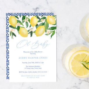 Invitation Oh Baby Positano Lemons Blue Boy Baby shower