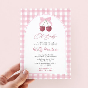 Invitation Oh Baby Pretty Rose Cerises Baby shower fille