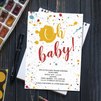 Oh Baby Primaire Paint Splatter Baby shower neutre