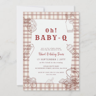 Invitation Oh Baby Q Carreaux Vichy BBQ Baby Shower