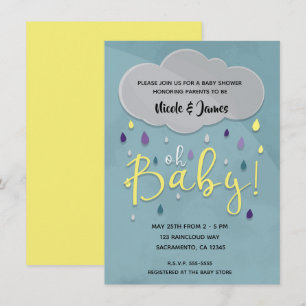 Invitation Oh Baby Rain Shower Nuage Météo Unisex Sprinkel 