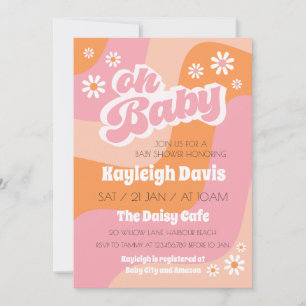 Invitation Oh Baby Retro Super les années 70 Baby shower Invi