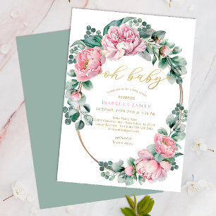 Invitation Oh Baby rose et or Floral fille Baby shower Invi