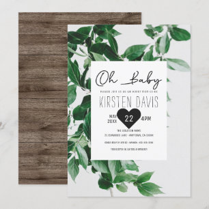 Invitation Oh Baby Rustic Country Wood Baby shower de verdure
