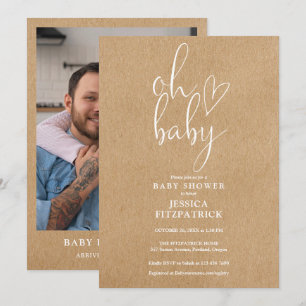 Invitation Oh Baby Rustique Kraft Photo Baby Shower