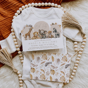 Invitation Oh Baby Safari Animaux Boho Baby shower