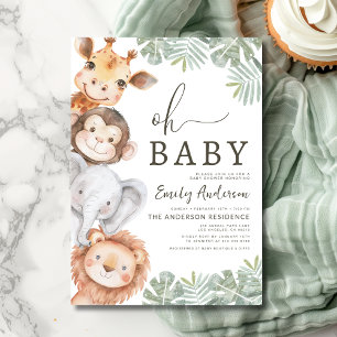 Invitation Oh Baby Safari Baby shower animal garçon