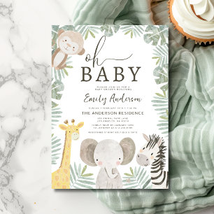 Invitation Oh Baby Safari Baby shower animal garçon