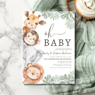 Invitation Oh Baby Safari Baby shower des couples d'animaux