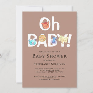 Invitation Oh Baby Safari Jungle Animaux Baby shower
