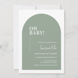 Invitation Oh Baby Sage Green Minimal Arch Baby shower