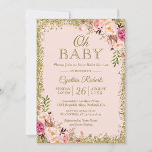 Invitation Oh Baby shower - Blush Pink Gold Parties scintilla