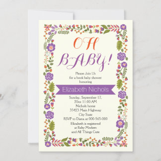 Invitation Oh Baby shower couleur violet et orange